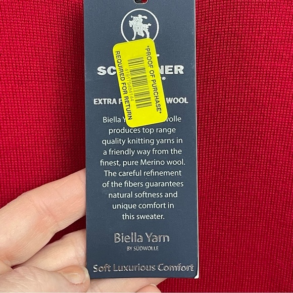 Hart Schaffner Marx Extra Fine Merino Wool 1/4 Zip Sweater Size Large Red - Picture 3 of 10